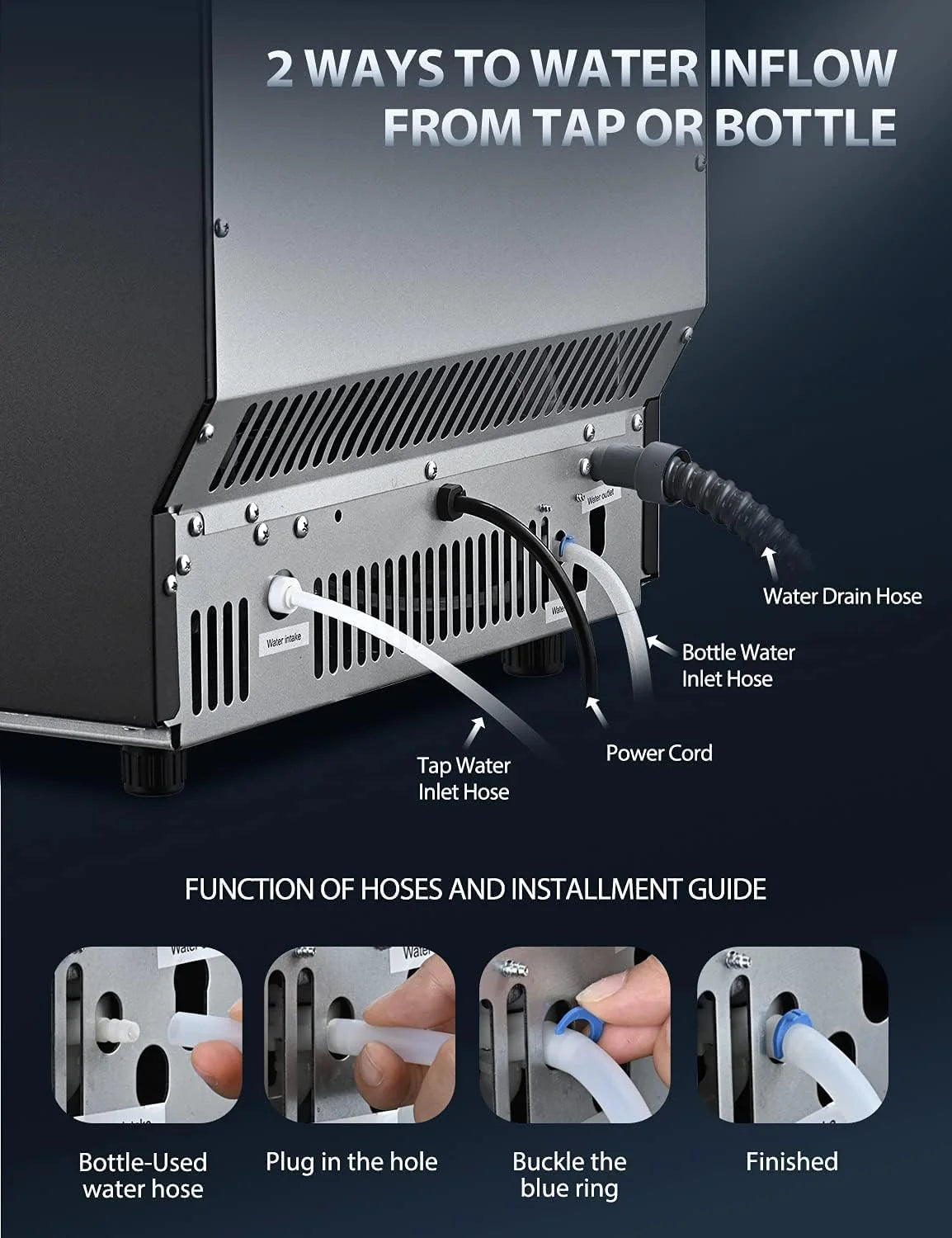 Commercial Ice Maker Machine 80KG/24H – 66 Cubes Per Cycle, 15KG Storage, LCD Display, Self-Cleaning & Automatic Water Supply
