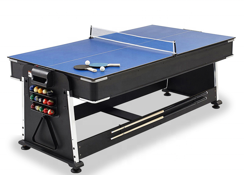 Most Popular 7 Feet 4-in-1 Multi Game Table, Rotating Billiard Pool Table with Air Hockey Table Tennis and Dinning Top DGMT-3005-SRK