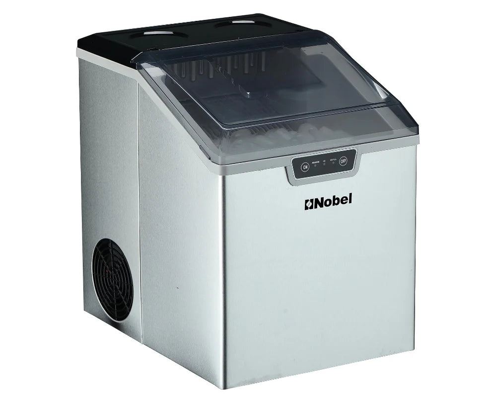 NIM24 Stainless Steel Countertop Ice Maker – 15–18KG/Day Bullet Ice Machine with 2.4KG Storage Bin