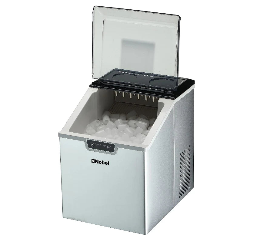 NIM24 Stainless Steel Countertop Ice Maker – 15–18KG/Day Bullet Ice Machine with 2.4KG Storage Bin