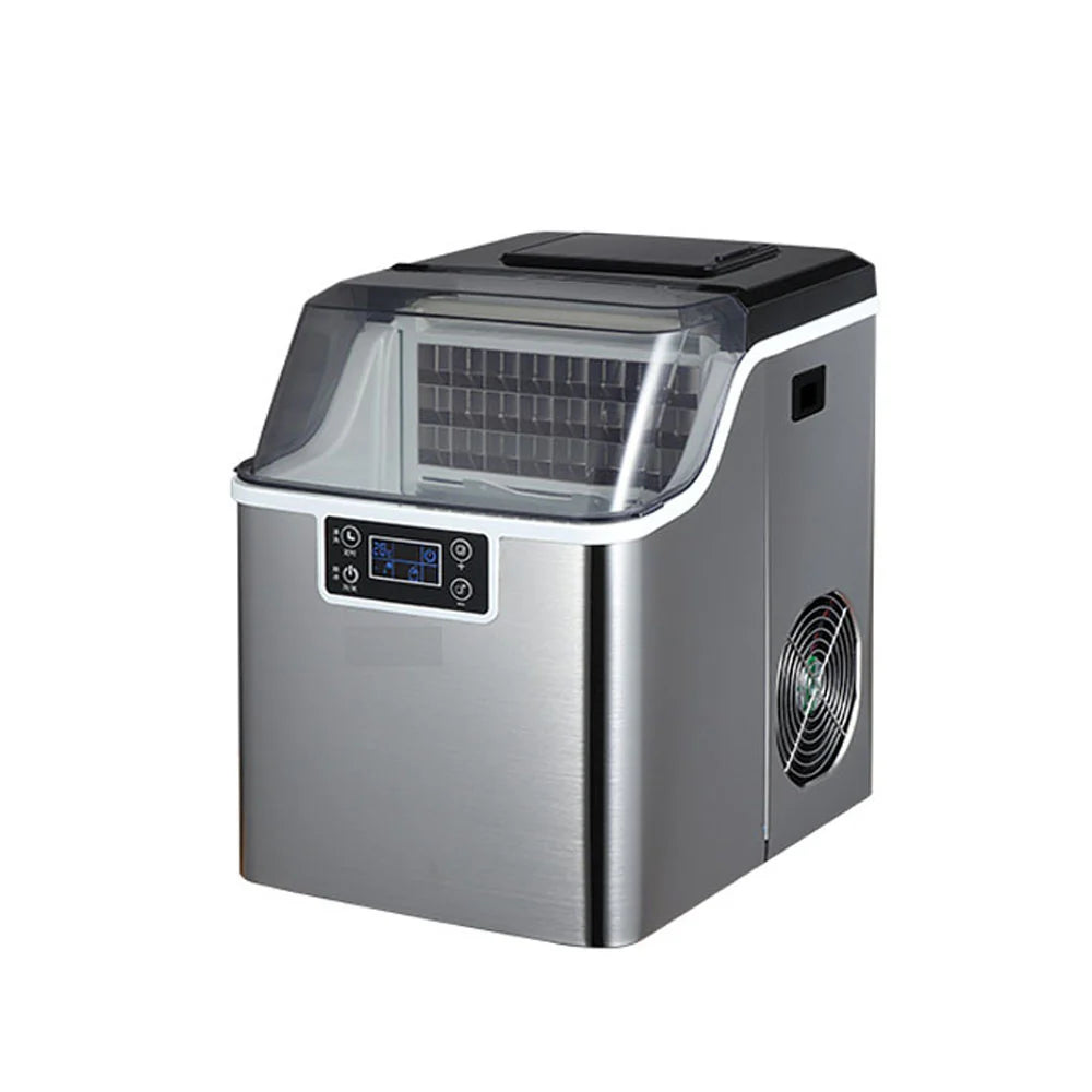 45 lbs/Day Countertop Stainless Steel Ice Maker – 24-Cube Commercial Ice Machine with Self-Cleaning & Adjustable Ice Thickness