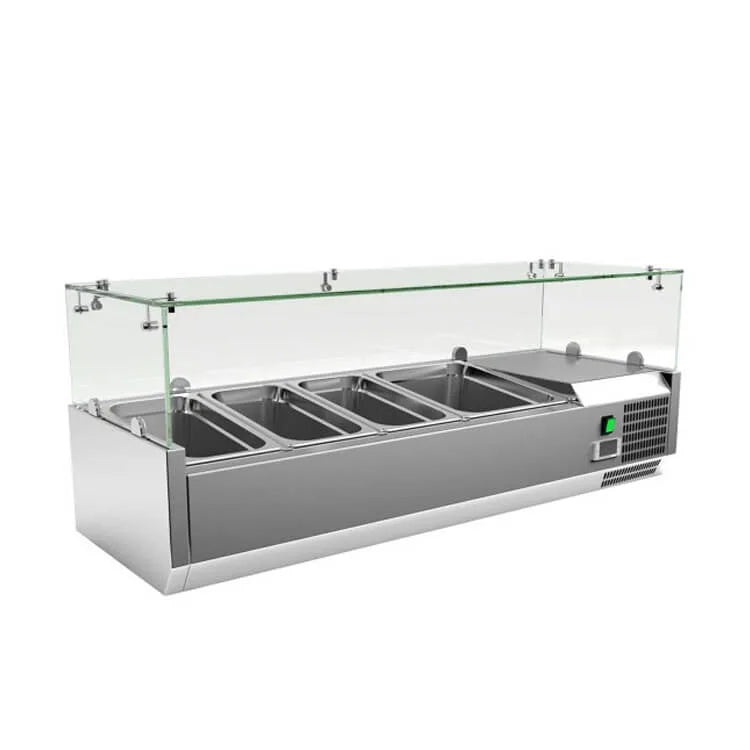 Dinox VRX1000/380FG Refrigerated Salad Bar GN 1/3 – Glass Top Countertop Prep Station, +2°C to +8°C | Italian Technology