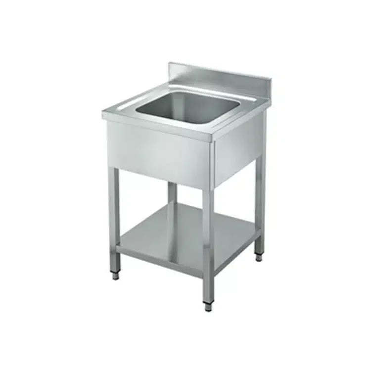 Commercial Single Bowl Stainless Steel Sink with Overflow Drain | AISI 304 Kitchen Sink 700×700×850mm | Made in UAE