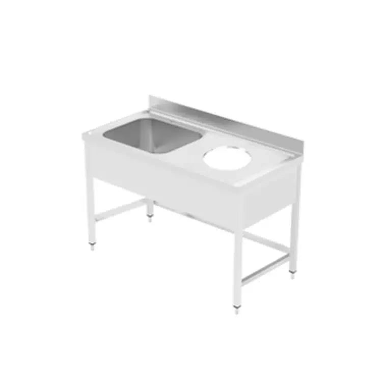 Commercial Stainless Steel Sink Work Table with Scrapping Hole | AISI 304 Single Bowl Sink 1000×700×850mm | Made in UAE