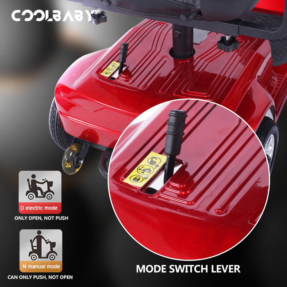 X-02 4 Wheel Electric Scooter Portable Electric Wheelchair Leg Scooter for Adult Seniors, Open Armrest, Swivel Seat