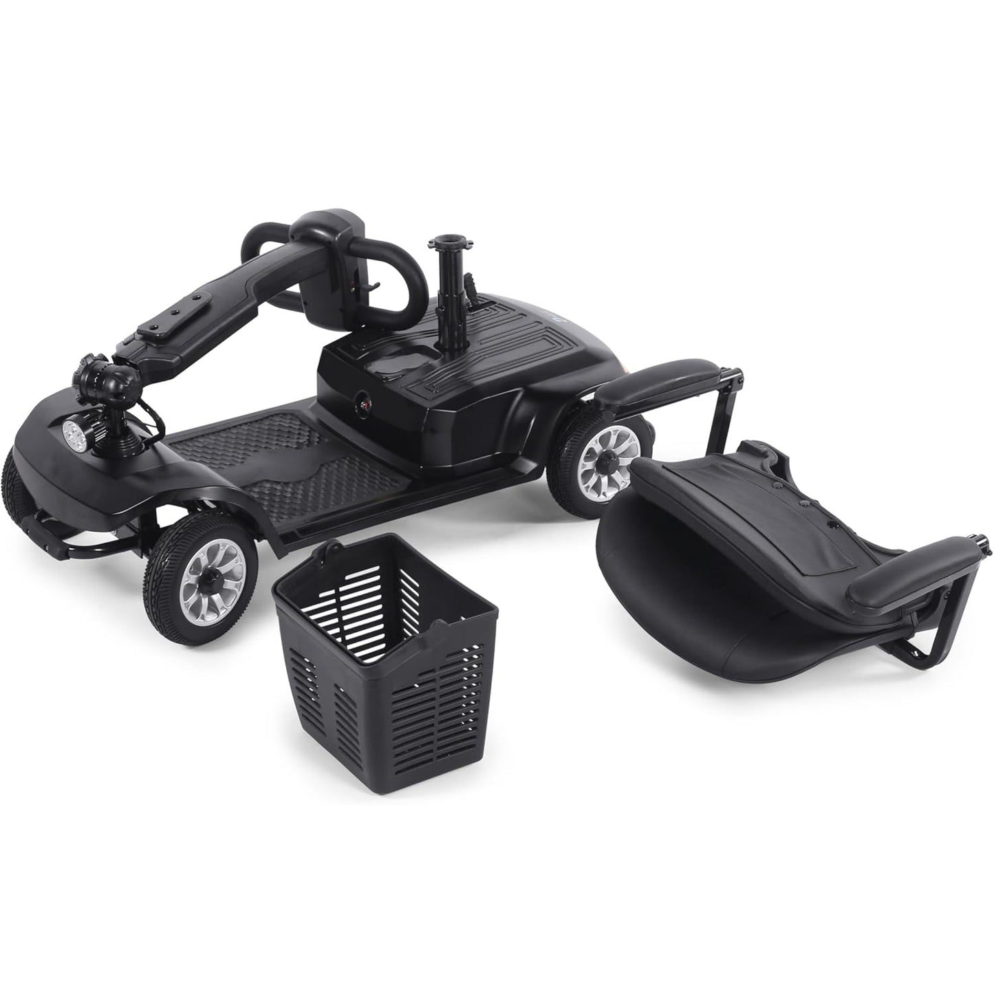 X-02 4 Wheel Electric Scooter Portable Electric Wheelchair Leg Scooter for Adult Seniors, Open Armrest, Swivel Seat