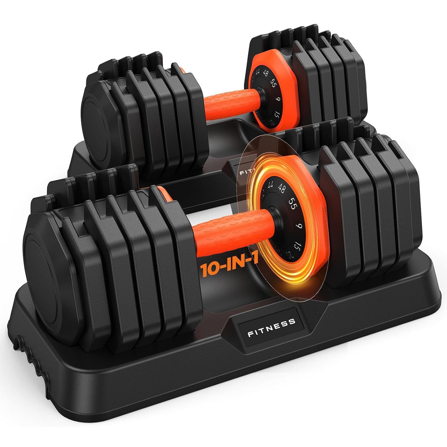 Adjustable Dumbbell Set Pair 55lbs, 10-in-1 Free Weight