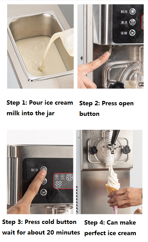 High Quality Single Head Soft Serve Ice Cream Machine for Commercial Use Commercial Soft Ice Cream Machine  Stainless Steel Soft Stall Household Milk Slurry Small Cone Ice Cream Machine Electric