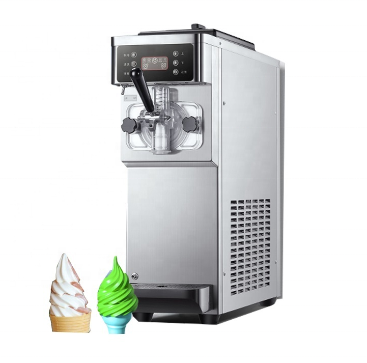 High Quality Single Head Soft Serve Ice Cream Machine for Commercial Use Commercial Soft Ice Cream Machine  Stainless Steel Soft Stall Household Milk Slurry Small Cone Ice Cream Machine Electric