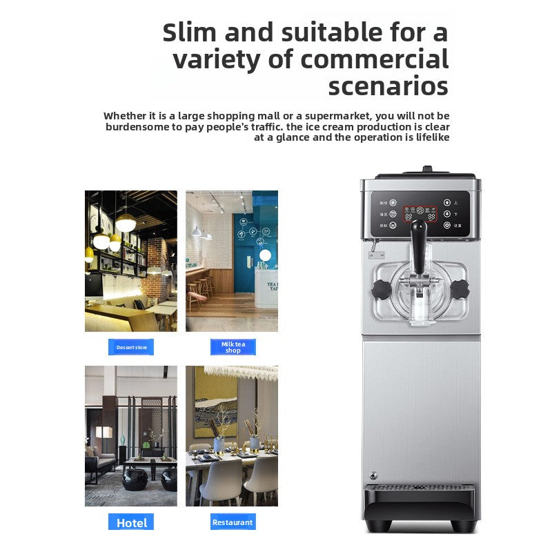 High Quality Single Head Soft Serve Ice Cream Machine for Commercial Use Commercial Soft Ice Cream Machine  Stainless Steel Soft Stall Household Milk Slurry Small Cone Ice Cream Machine Electric