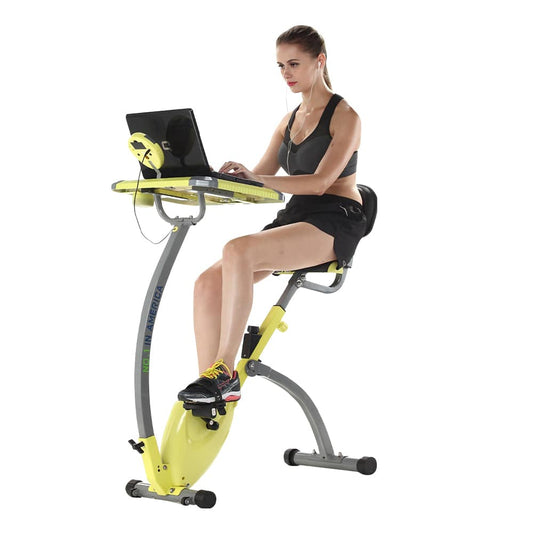 COOLBABY Home Exercise Bike, Super Quiet, Two-way Folding, Magnetic Control, Spinning Bike, With a Computer Desk