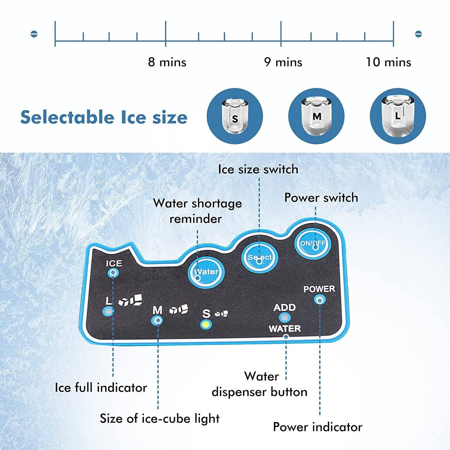 2-in-1 Stainless Steel Ice Maker & Cold Water Dispenser – 48 lbs/Day, 3 Ice Sizes, Self-Cleaning