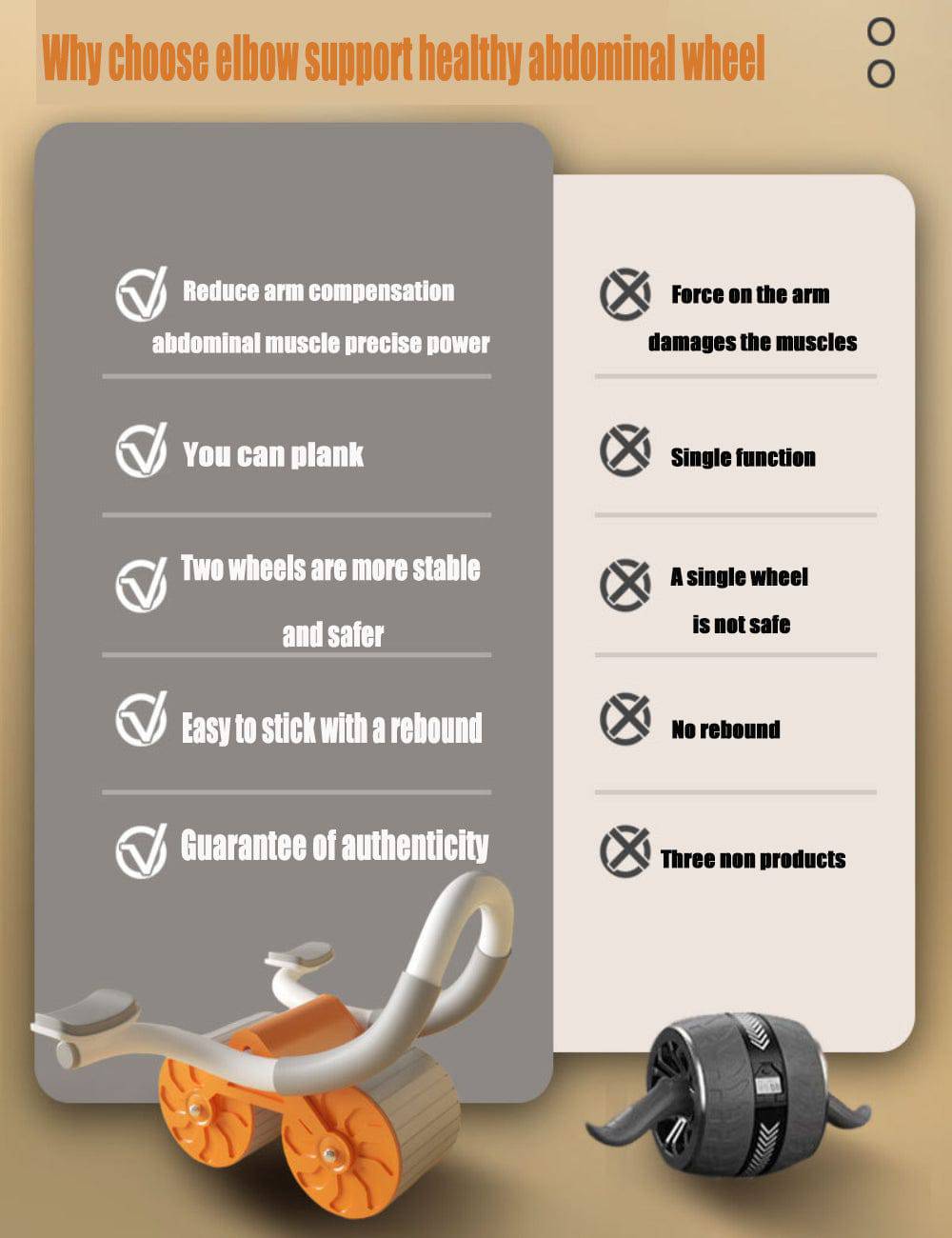 COOLBABY JFQ03 Plank Abdominal Wheel, Ab Roller Wheel With Elbow Support ，Equipment For Abdominal & Core Strength, Ab Workout-JFQ - COOL BABY