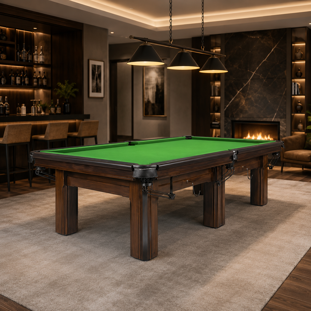 9-WT Pure 9ft Minimalist Slate Billiard Table with Solid Maple Wood Frame & Leather Pockets