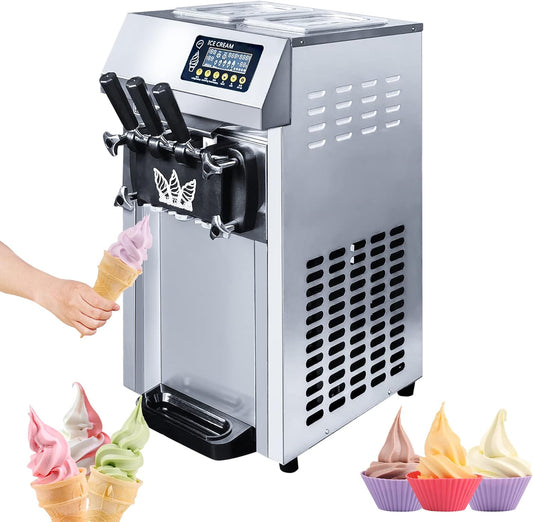 Ice Cream Maker 3 Flavors-Create Homemade Frozen Desserts, Frozen Yogurt, 3L Bowl/1.8L Home Kitchen Commercial
