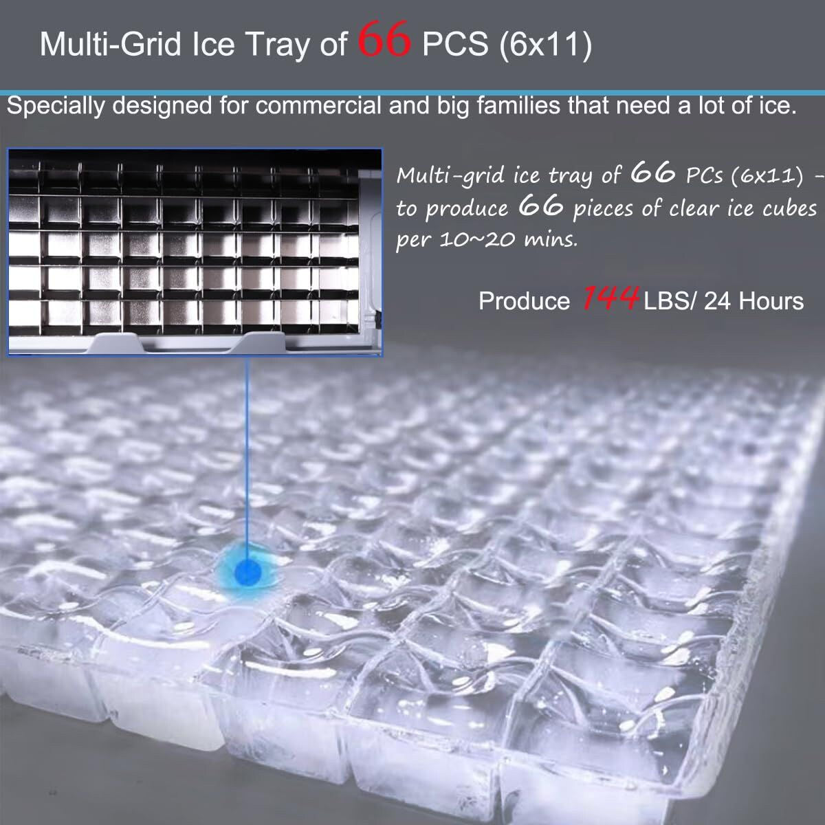 NB Stainless Steel Freestanding Commercial Ice Maker with Self Clean - COOLBABY