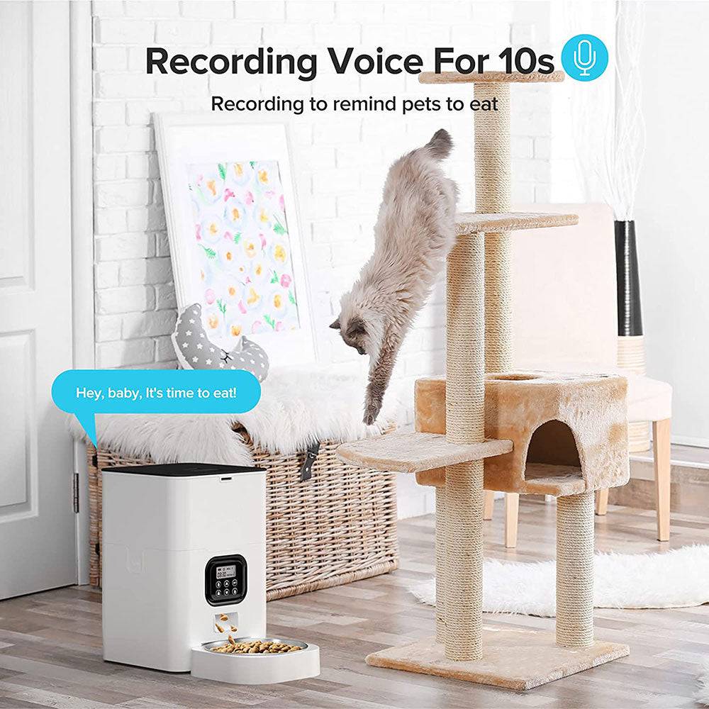 COOLBABY LZM-CWWSQ01 Automatic Pet Feeders for Cats and Dogs,Dry Food Dispenser with Desiccant Bag,Timed Cat Feeder,10s Voice Recorder,4L - COOLBABY