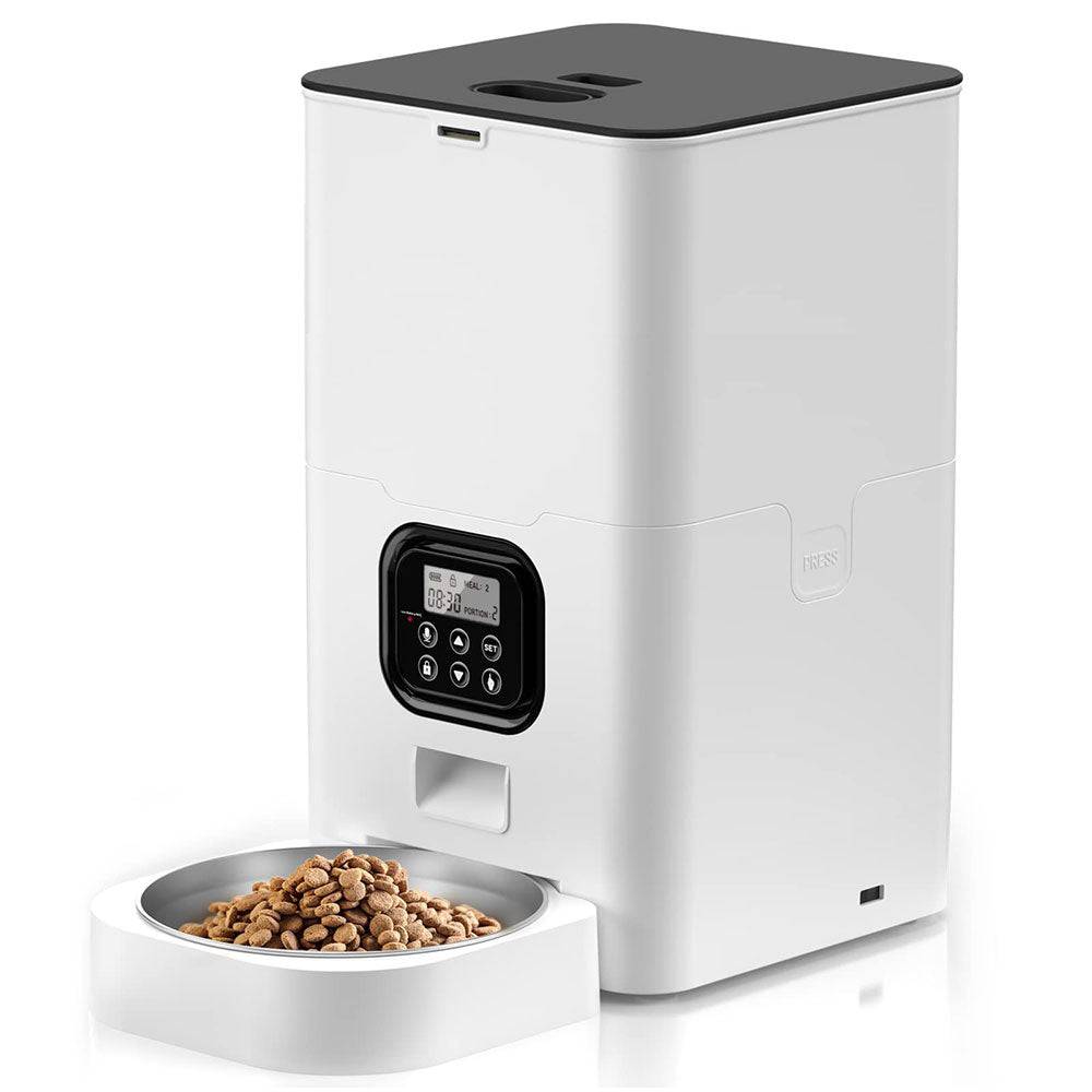 COOLBABY LZM-CWWSQ01 Automatic Pet Feeders for Cats and Dogs,Dry Food Dispenser with Desiccant Bag,Timed Cat Feeder,10s Voice Recorder,4L - COOLBABY
